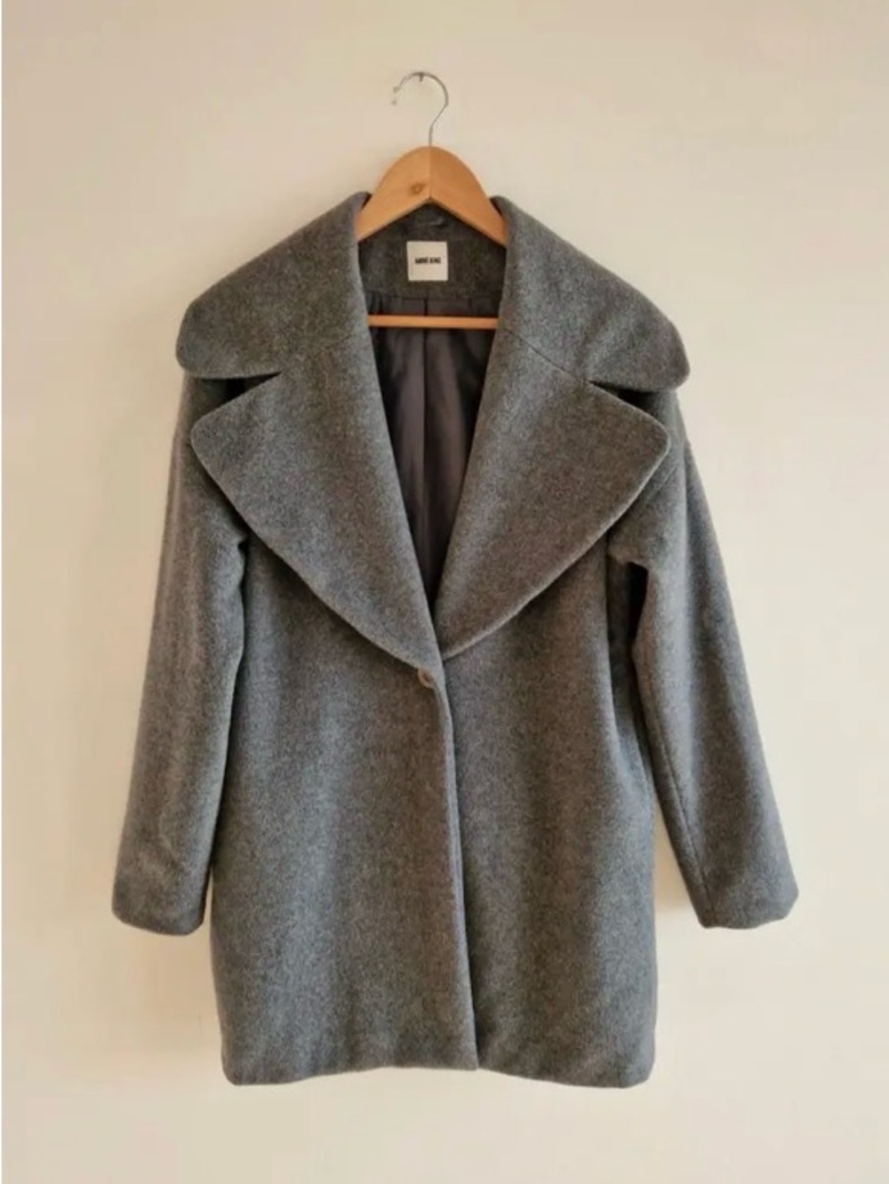 Anine Bing Gray Wool-Blend Pea Coat